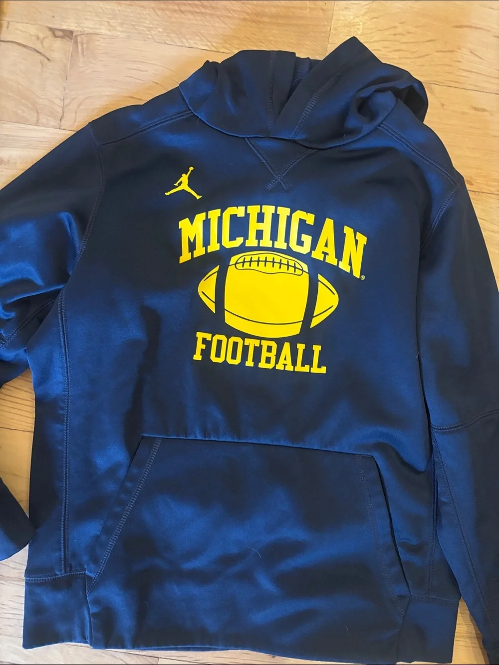 Nike Navy and Yellow Michigan Football Pullover Hoodie